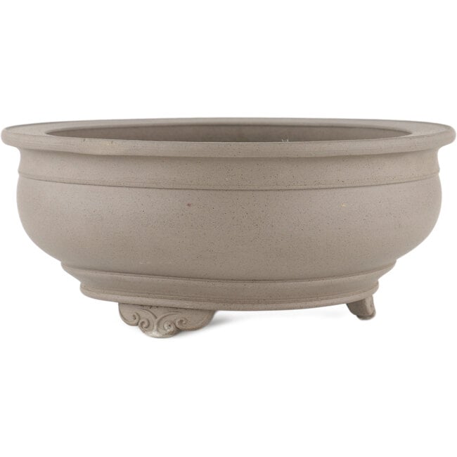 Round unglazed bonsai pot by Itouen - 263 x 263 x 113 mm