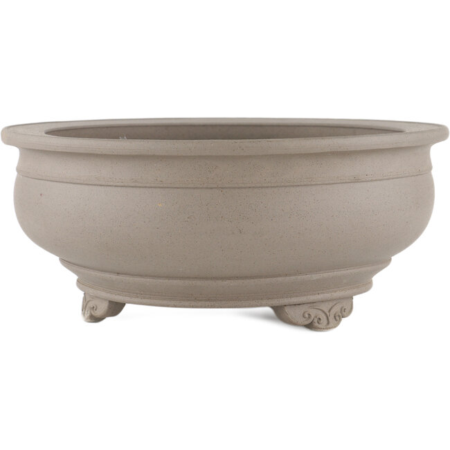 Ronde ongeglazuurde bonsaipot van Itouen - 263 x 263 x 113 mm
