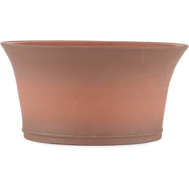 Round unglazed bonsai pot by Shoko - 215 x 215 x 102 mm