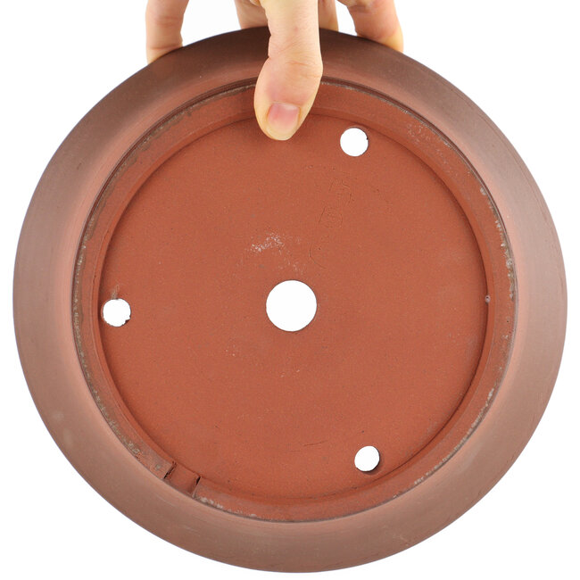 Round unglazed bonsai pot by Shoko - 215 x 215 x 102 mm