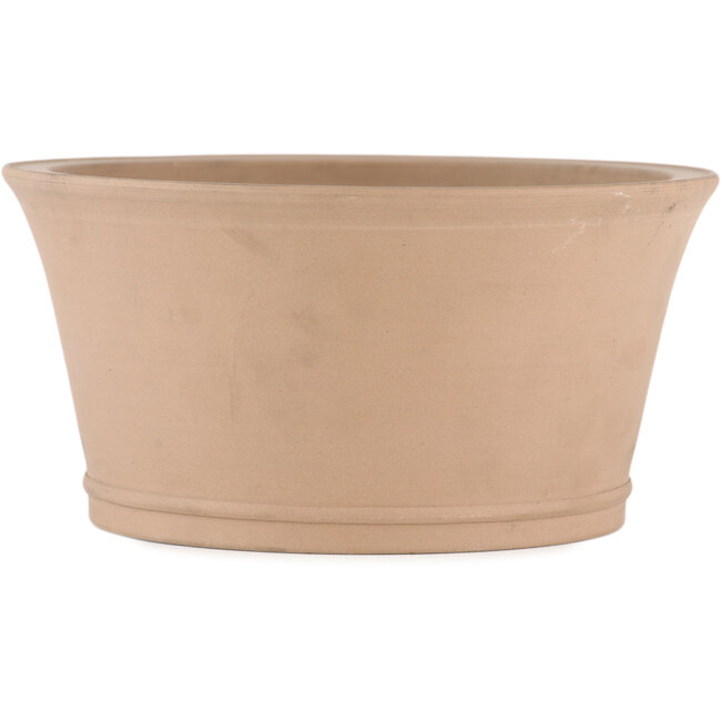 Round unglazed bonsai pot by Shoko - 195 x 195 x 95 mm