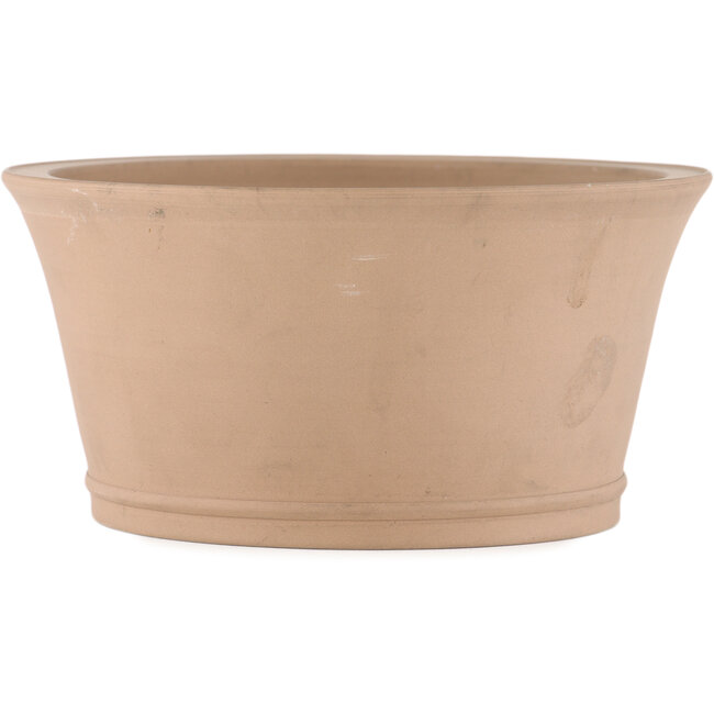 Round unglazed bonsai pot by Shoko - 195 x 195 x 95 mm