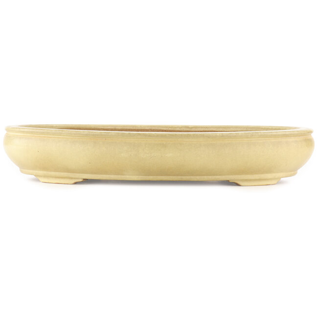 Oval off-white bonsai pot by Hattori - 440 x 320 x 70 mm