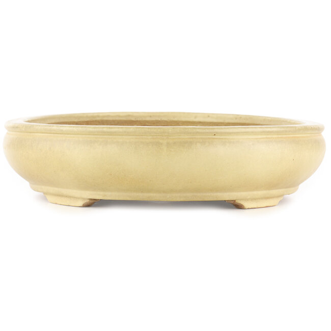 Oval off-white bonsai pot by Hattori - 440 x 320 x 70 mm