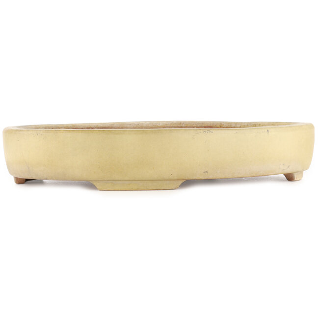 Ovale gebroken witte bonsai pot van Hattori - 500 x 370 x 80 mm