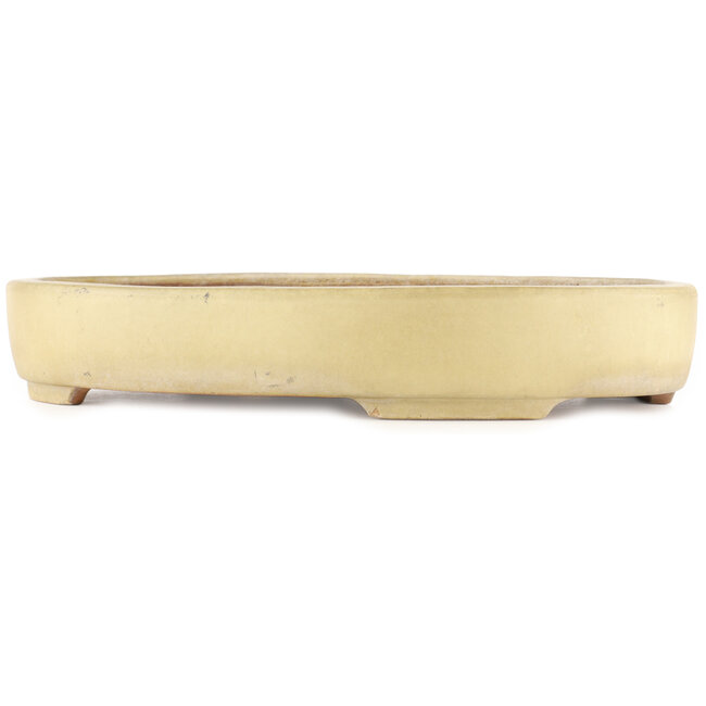 Ovale gebroken witte bonsai pot van Hattori - 500 x 370 x 80 mm