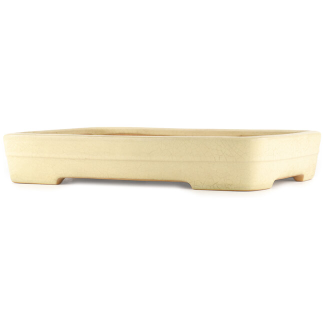 Pot à bonsaï rectangulaire blanc cassé de Yamafusa - 420 x 320 x 70 mm
