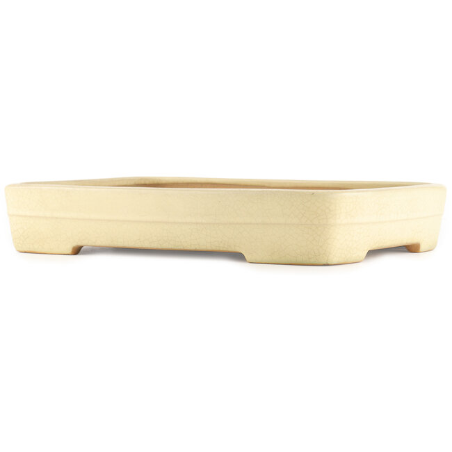 Rectangular off-white bonsai pot by Yamafusa - 420 x 320 x 70 mm
