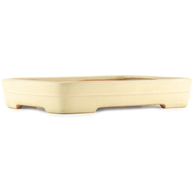 Rechthoekige gebroken witte bonsaipot van Yamafusa - 420 x 320 x 70 mm