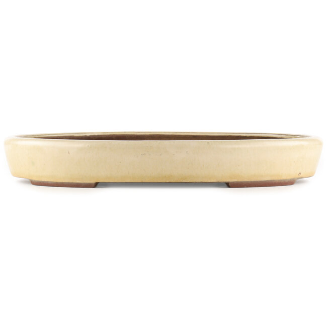 Pot à bonsaï ovale blanc cassé de Yamaaki - 450 x 340 x 65 mm