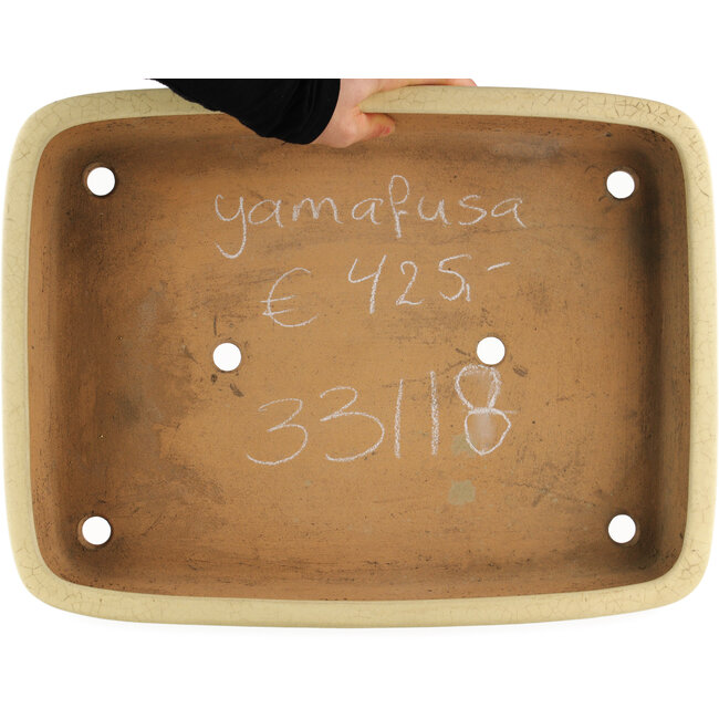 Pot à bonsaï rectangulaire blanc cassé de Yamafusa - 420 x 320 x 70 mm