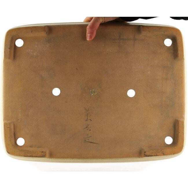 Rectangular off-white bonsai pot by Yamafusa - 420 x 320 x 70 mm
