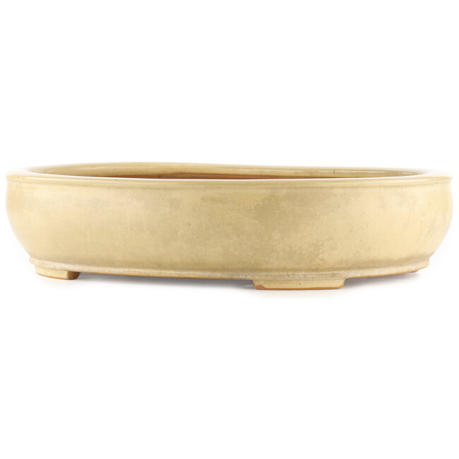 Oval off-white bonsai pot by Reiho - 440 x 360 x 100 mm