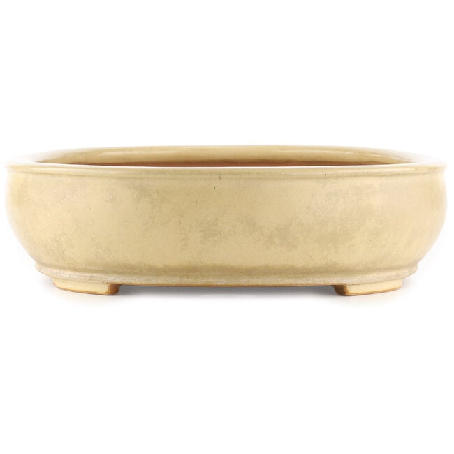 Pot à bonsaï ovale blanc cassé de Reiho - 440 x 360 x 100 mm