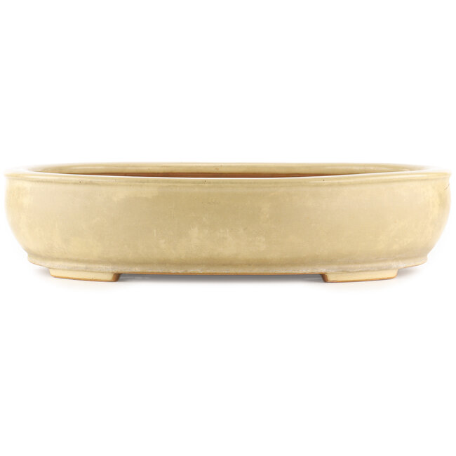 Vaso bonsai ovale bianco sporco di Reiho - 440 x 360 x 100 mm