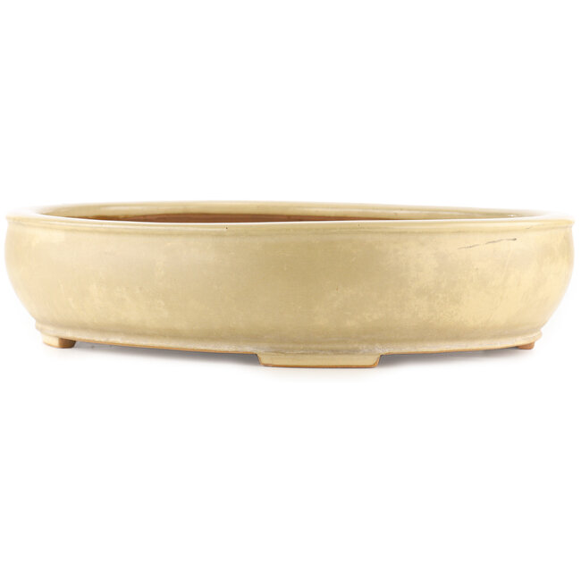 Vaso bonsai ovale bianco sporco di Reiho - 440 x 360 x 100 mm