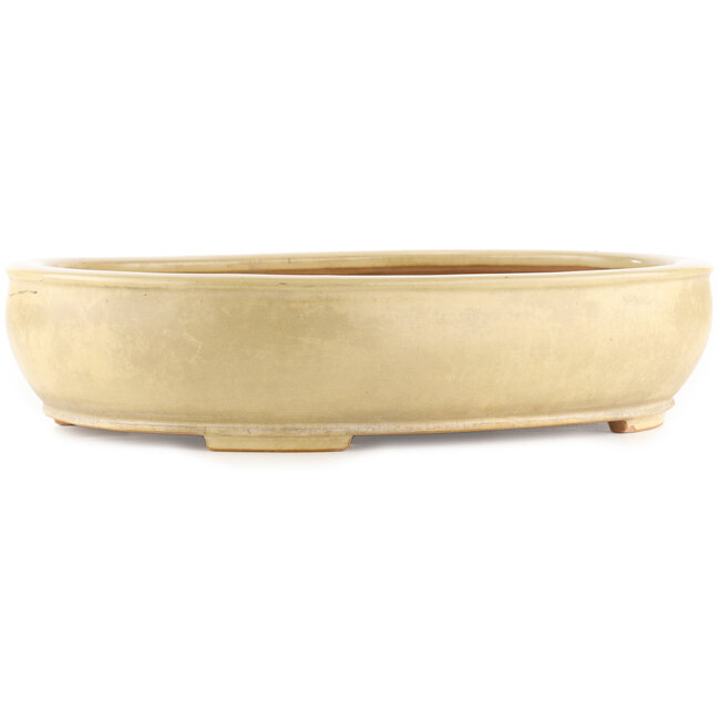 Pot à bonsaï ovale blanc cassé de Reiho - 440 x 360 x 100 mm