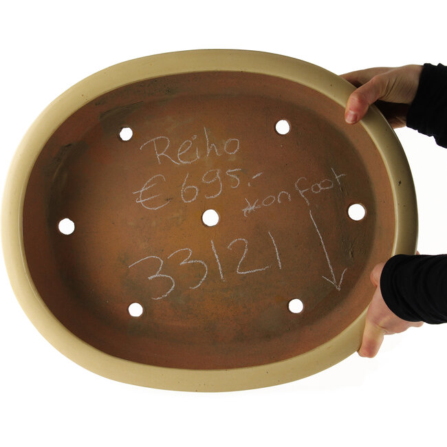 Maceta ovalada para bonsái de color blanco roto de Reiho - 440 x 360 x 100 mm