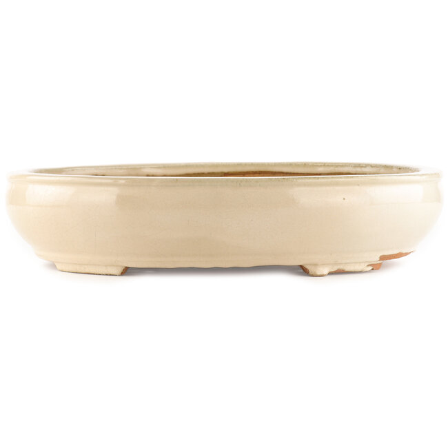 Pot à bonsaï ovale blanc cassé de Hattori - 450 x 360 x 95 mm
