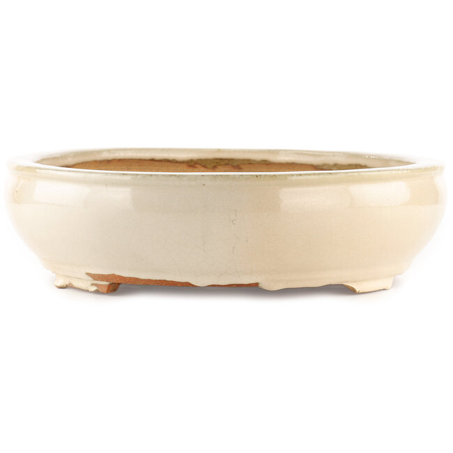 Vaso bonsai ovale bianco sporco di Hattori - 450 x 360 x 95 mm