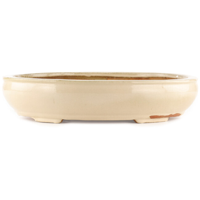 Ovale gebroken witte bonsai pot van Hattori - 450 x 360 x 95 mm