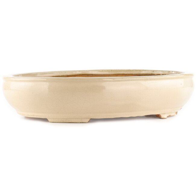 Pot à bonsaï ovale blanc cassé de Hattori - 450 x 360 x 95 mm