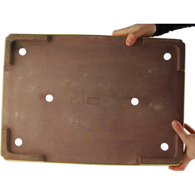 Pot à bonsaï rectangulaire jaune de Reiho - 480 x 335 x 100 mm