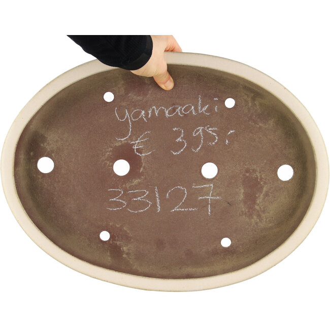 Oval white bonsai pot by Yamaaki - 420 x 310 x 45 mm