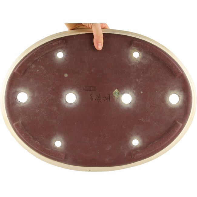 Oval white bonsai pot by Yamaaki - 420 x 310 x 45 mm