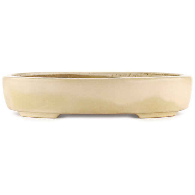 Oval off-white bonsai pot by Hattori - 370 x 285 x 70 mm