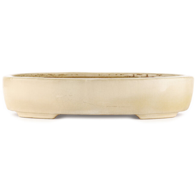 Ovale gebroken witte bonsai pot van Hattori - 370 x 285 x 70 mm