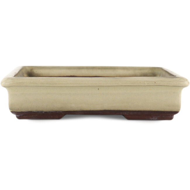 Rectangular off-white bonsai pot by Tokoname - 340 x 250 x 50 mm