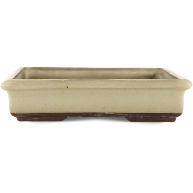 Rectangular off-white bonsai pot by Tokoname - 340 x 250 x 50 mm