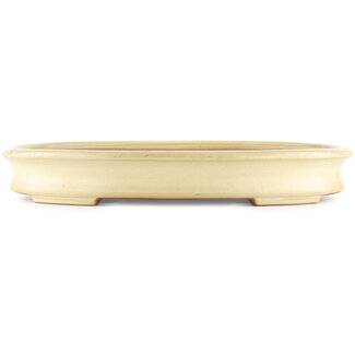 Yamafusa - Takehiko Koie 410 mm oval beige  bonsai pot by Yamafusa, Tokoname, Japan