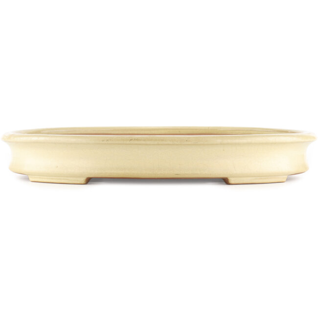 Oval beige  bonsai pot by Yamafusa - 410 x 315 x 60 mm