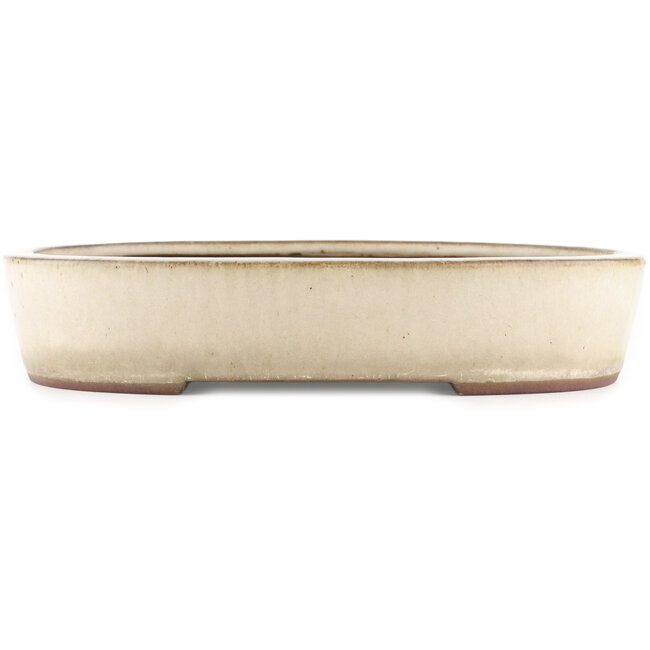 Oval white bonsai pot by Yamaaki - 365 x 285 x 70 mm