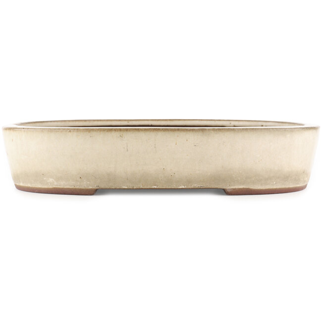 Oval white bonsai pot by Yamaaki - 365 x 285 x 70 mm