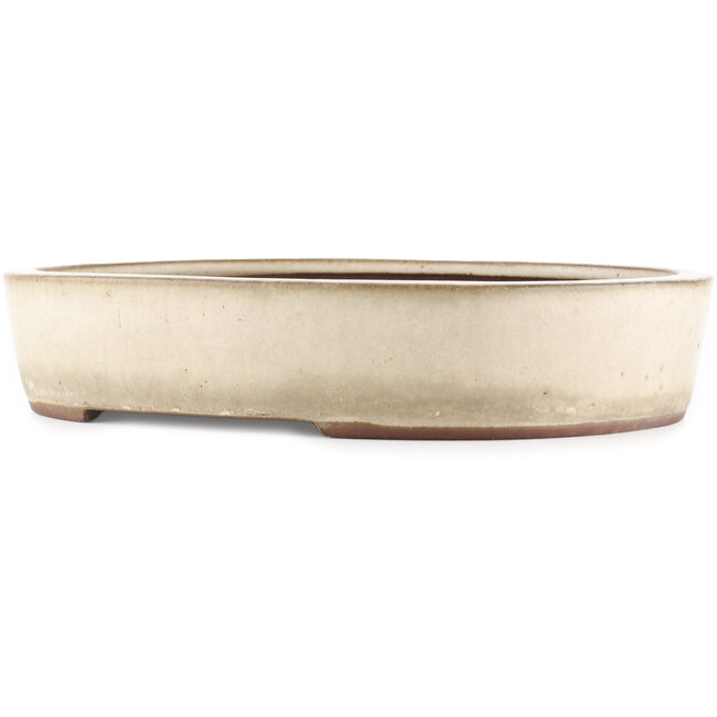 Pot à bonsaï ovale blanc de Yamaaki - 365 x 285 x 70 mm