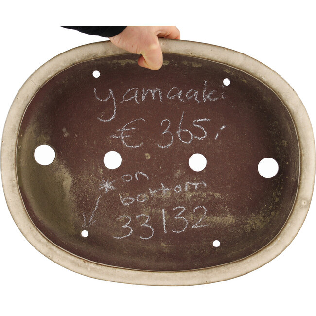 Vaso bonsai ovale bianco di Yamaaki - 365 x 285 x 70 mm