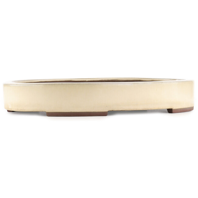 Ovaler weißer Bonsai-Topf von Yamaaki - 410 x 290 x 60 mm