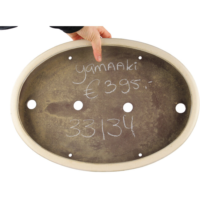 Maceta ovalada blanca para bonsái de Yamaaki - 410 x 290 x 60 mm