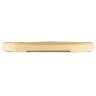  Yamafusa - Takehiko Koie Maceta ovalada de color beige para bonsái de 465 mm de Yamafusa, Tokoname, Japón