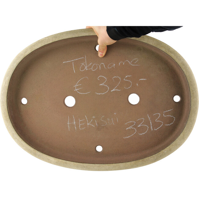 Pot à bonsaï ovale beige de Hekisui - 470 x 340 x 50 mm