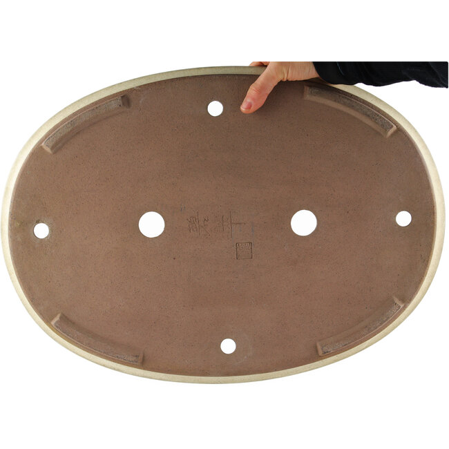 Ovale beige bonsai pot van Hekisui - 470 x 340 x 50 mm