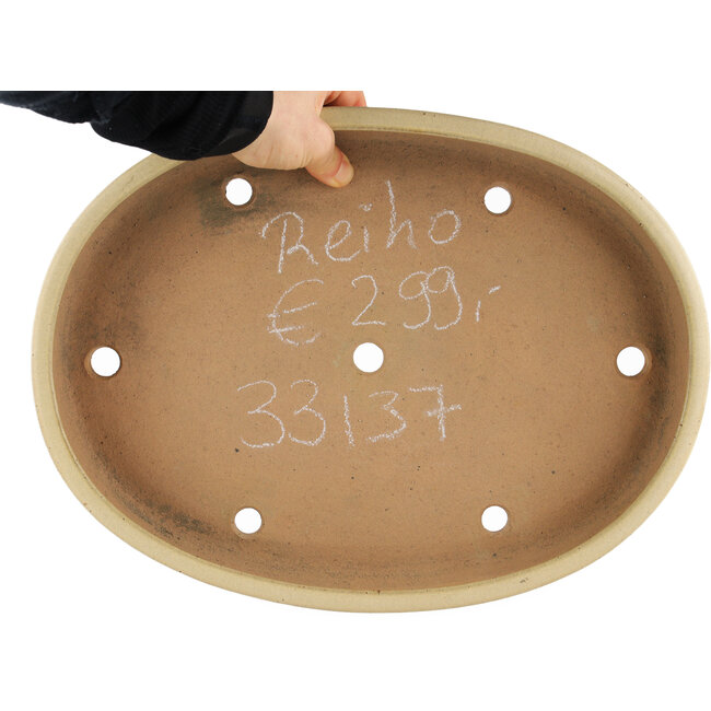 Vaso bonsai ovale beige di Reiho - 345 x 255 x 50 mm