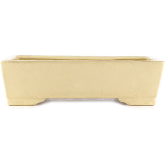 Shuuhou (Hidemi Kataoka) 375 mm rectangular beige  bonsai pot by Shuhou, Tokoname, Japan