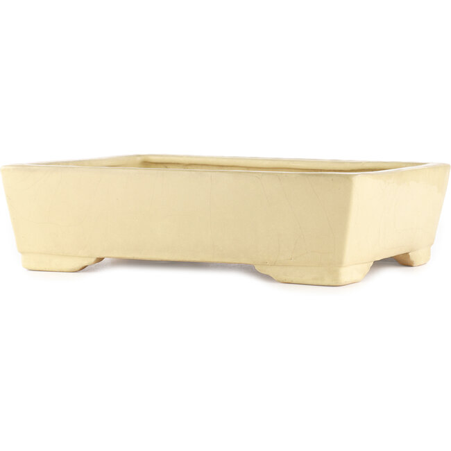 Pot à bonsaï rectangulaire beige de Shuhou - 375 x 275 x 100 mm