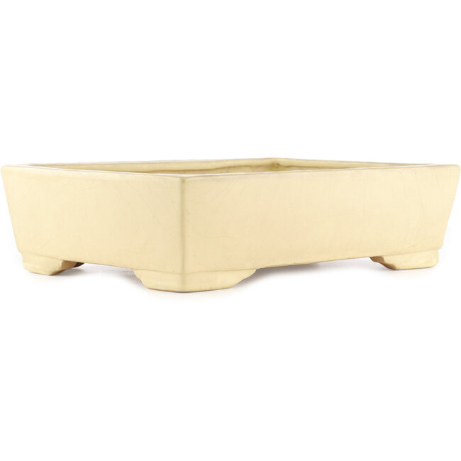 Rectangular beige  bonsai pot by Shuhou - 375 x 275 x 100 mm