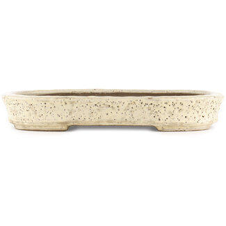 Shuuhou (Hidemi Kataoka) 350 mm oval beige  bonsai pot by Shuhou, Tokoname, Japan