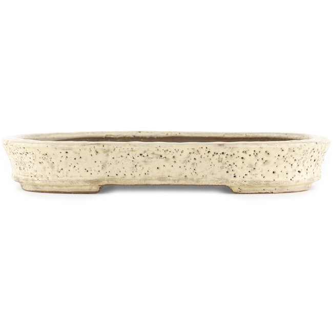 Oval beige  bonsai pot by Shuhou - 350 x 255 x 45 mm